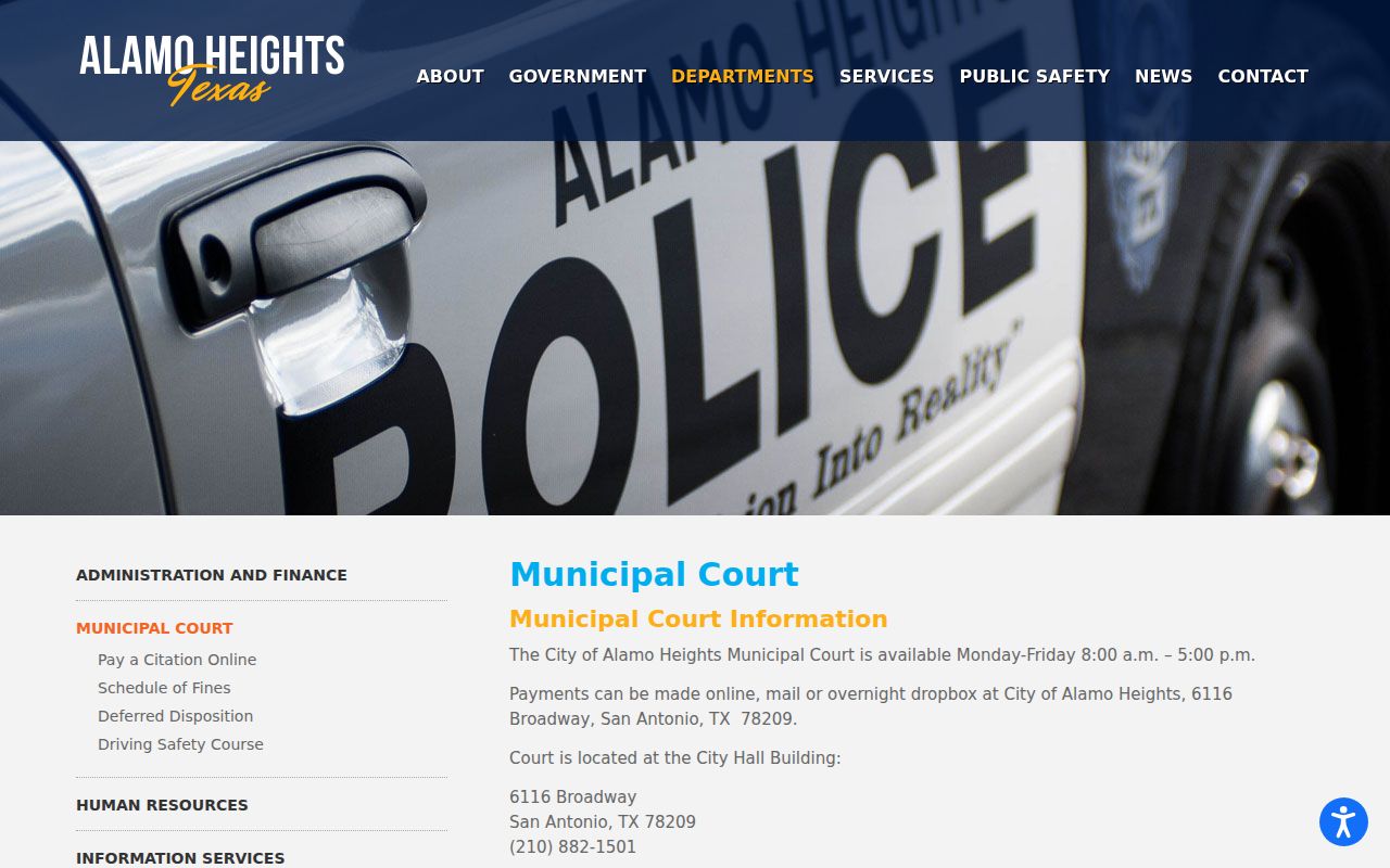 Bexar County Alamo Heights warrant records, Municipal Court at City Hall