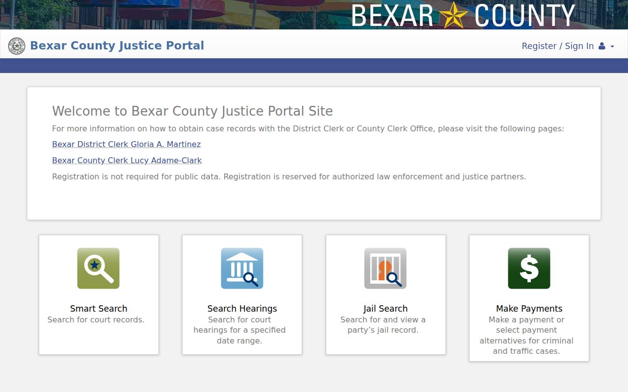 Bexar County warrant records, Justice Information Portal Smart Search